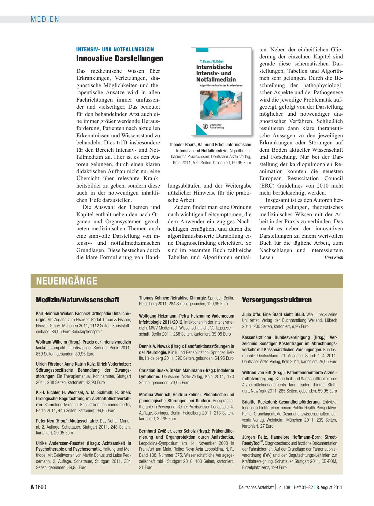 Vorschauseite 1: Intensivund Notfallmedizin: Innovative Darstellungen