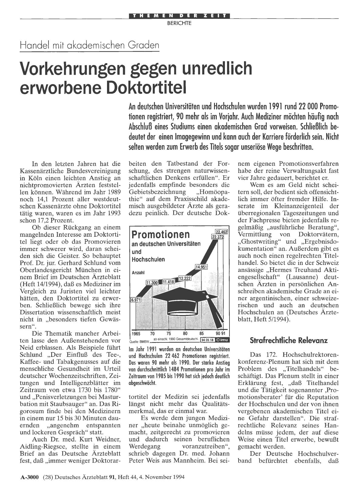 Vorschauseite 1: Handel mit akademischen Graden: Vorkehrungen gegen unredlich erworbene Doktortitel