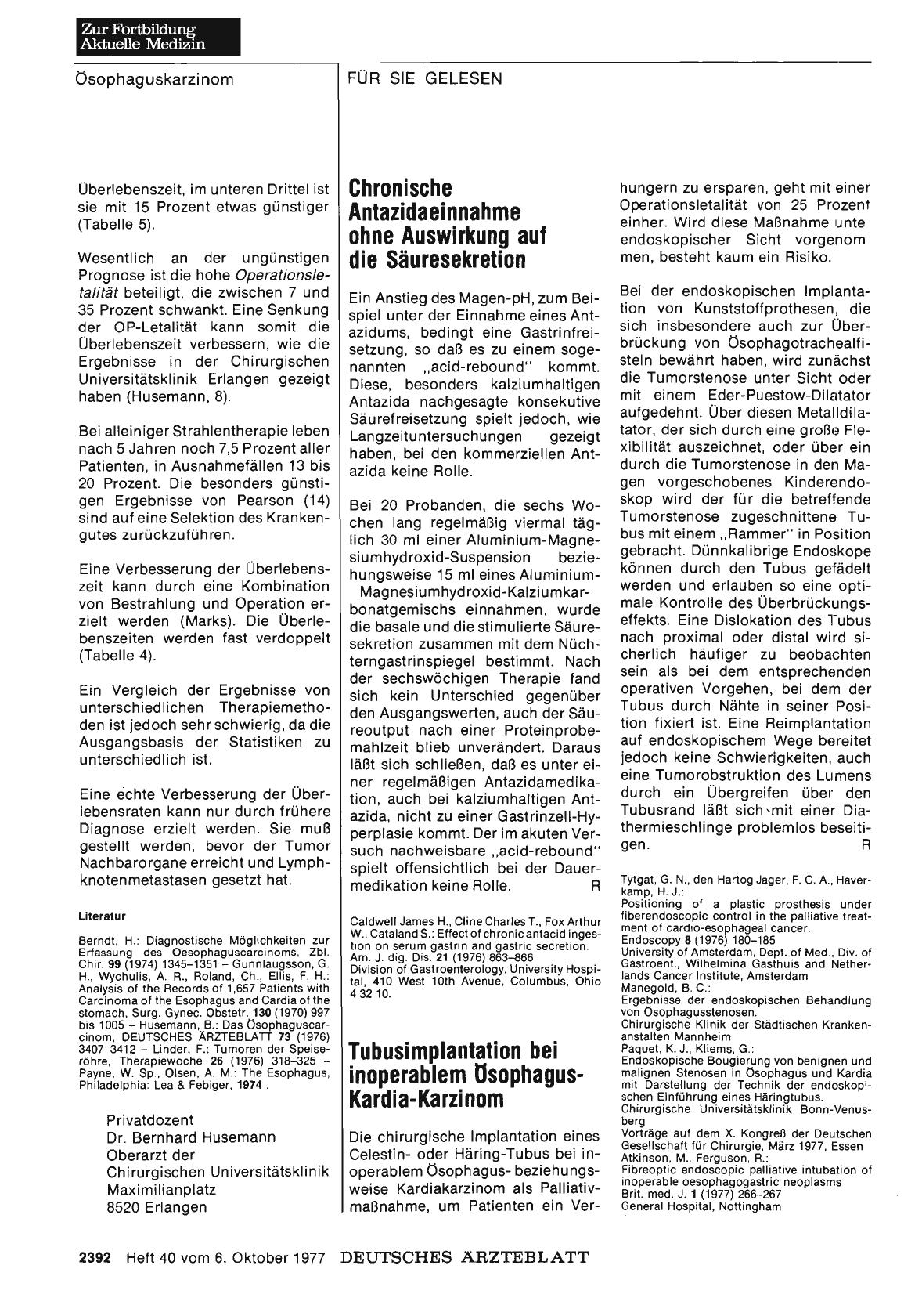 Vorschauseite 1: Tubusimplantation bei inoperablem ösophagus-Kardia-Karzinom