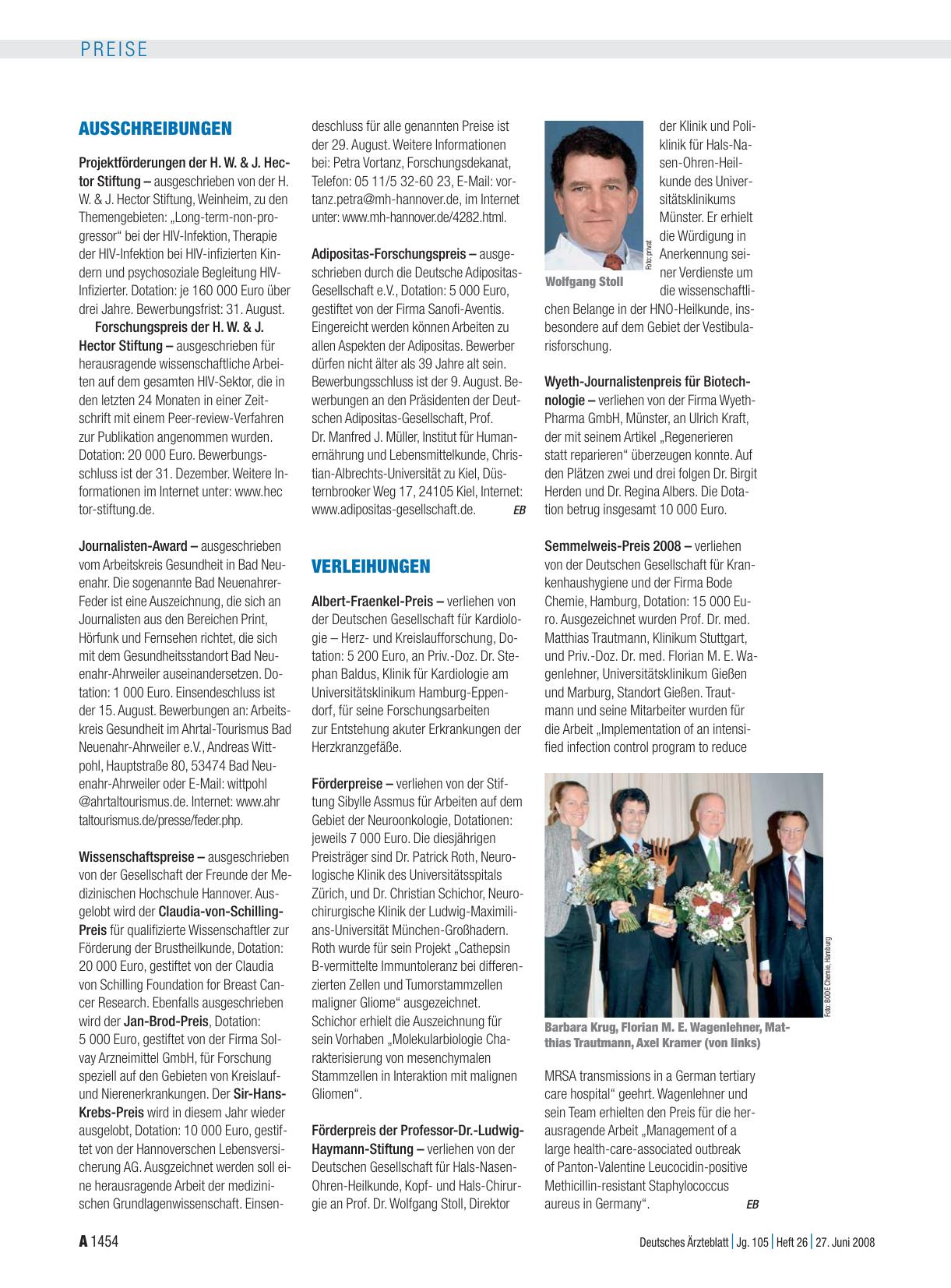 Vorschauseite 1: Verleihungen