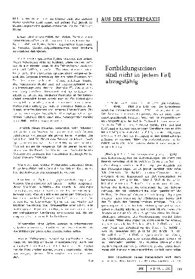 Vorschauseite 1: Fortbildungsreisen sind nicht in jedem Fall abzugsfähig