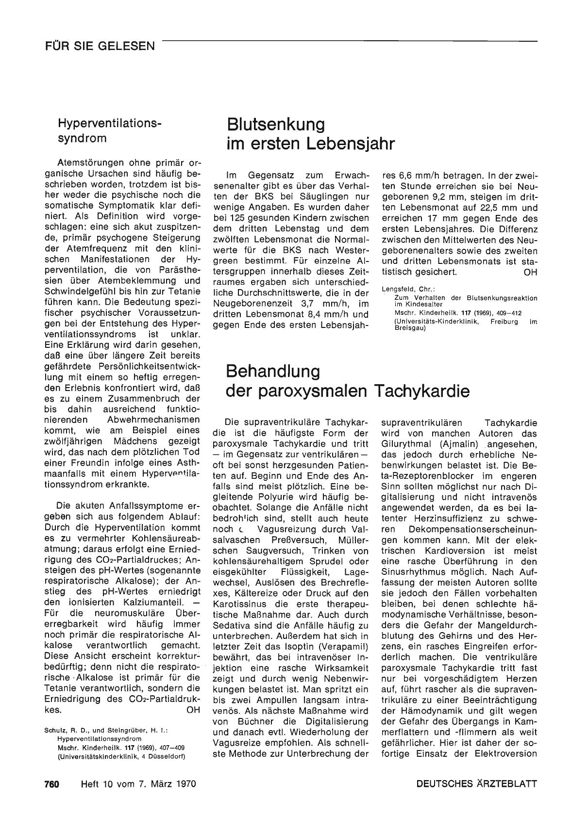Vorschauseite 1: Blutsenkung im ersten Lebensjahr