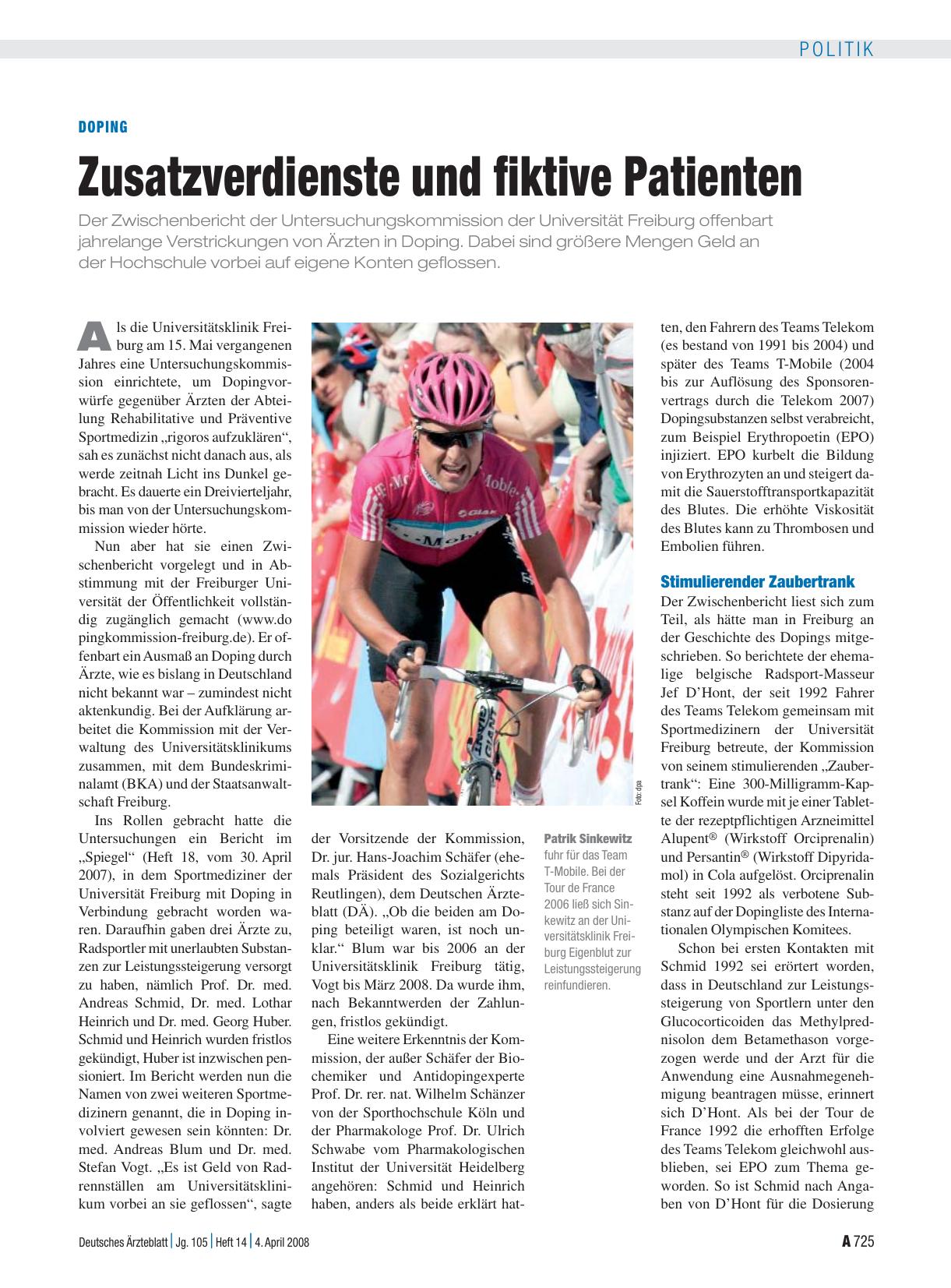 Vorschauseite 1: Doping: Zusatzverdienste und fiktive Patienten