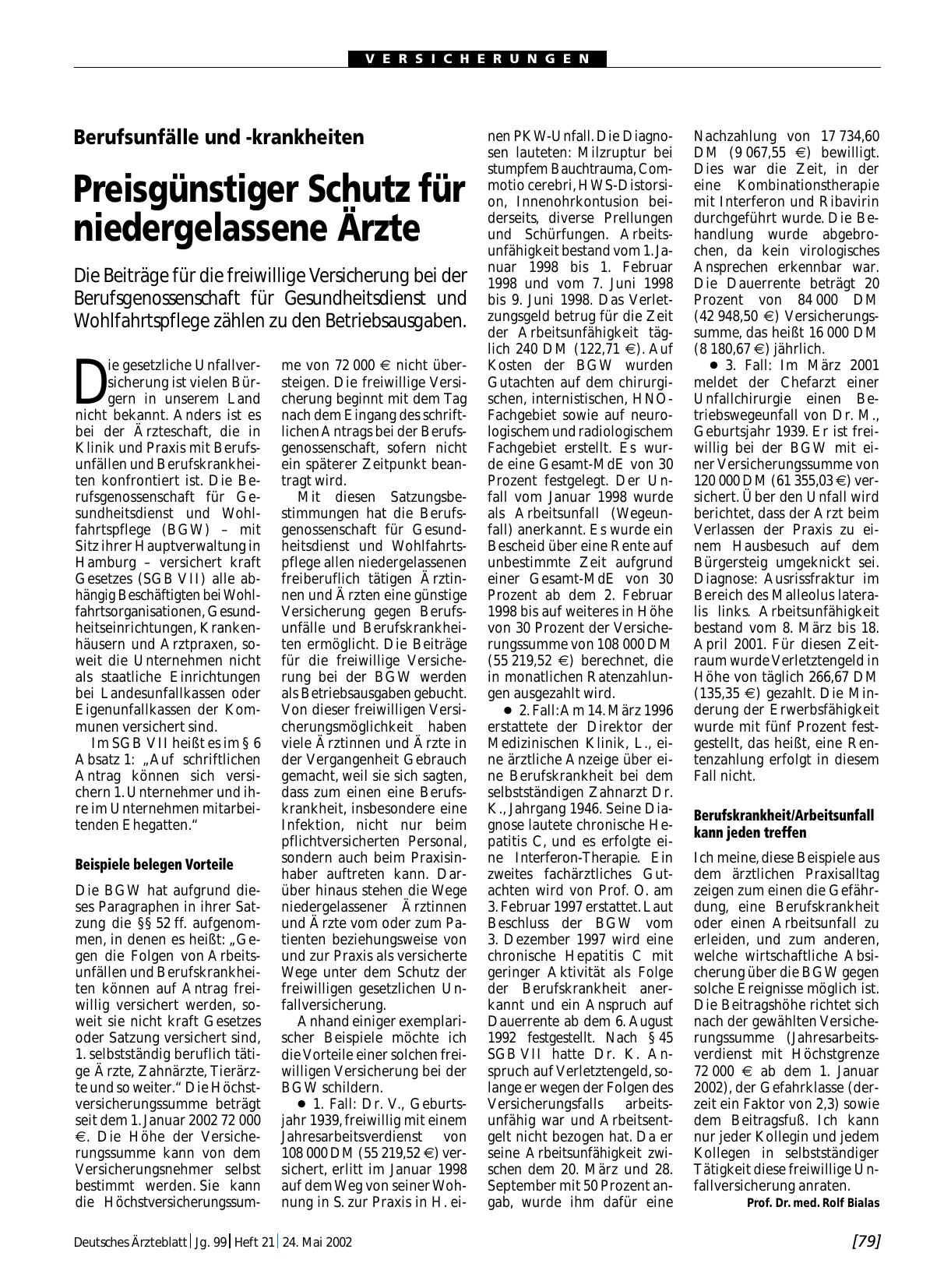Vorschauseite 1: Berufsunfälle und -krankheiten: Preisgünstiger Schutz für niedergelassene Ärzte