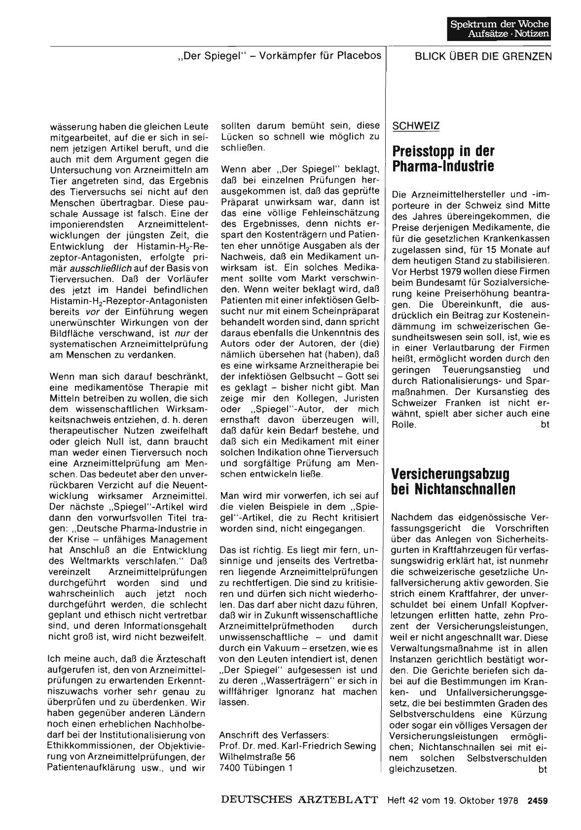 Vorschauseite 1: SCHWEIZ: Versicherungsabzug bei Nichtanschnallen