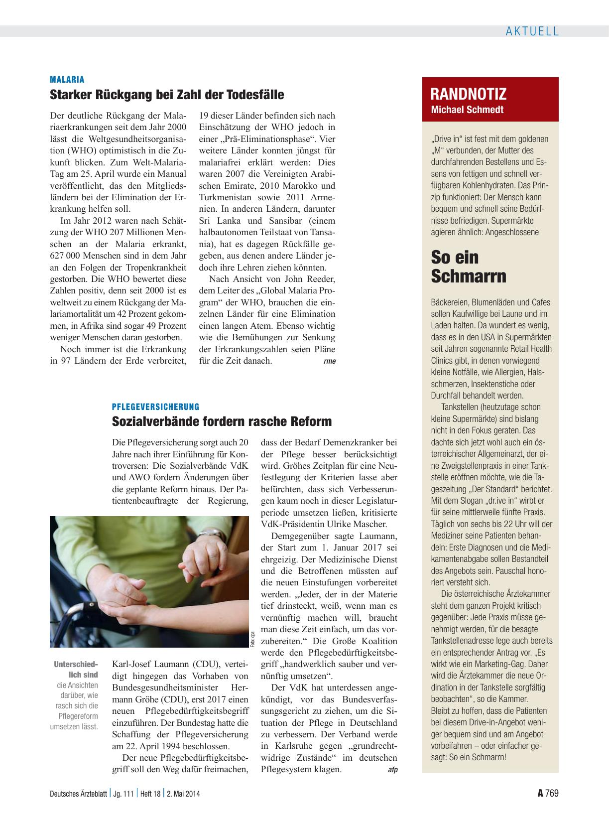 Vorschauseite 1: Pflegeversicherung: Sozialverbände fordern rasche Reform