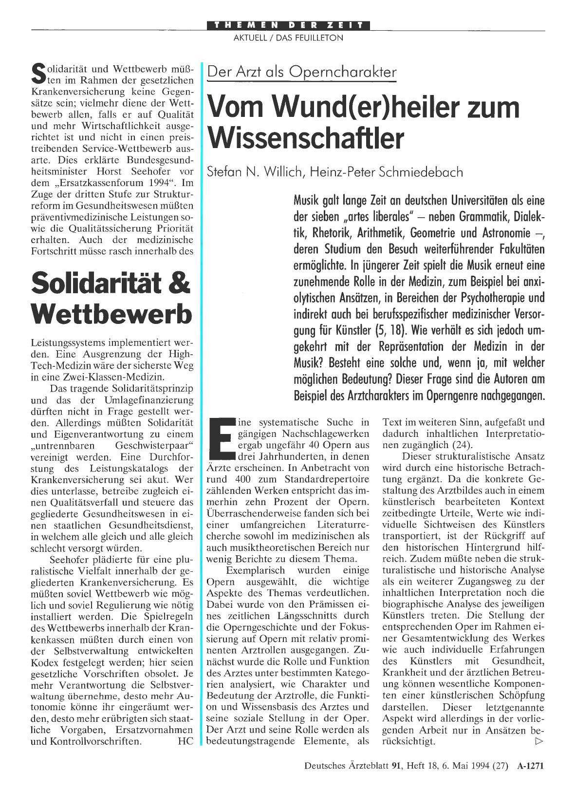 Vorschauseite 1: Der Arzt als Operncharakter: Vom Wund(er)heiler zum Wissenschaftler