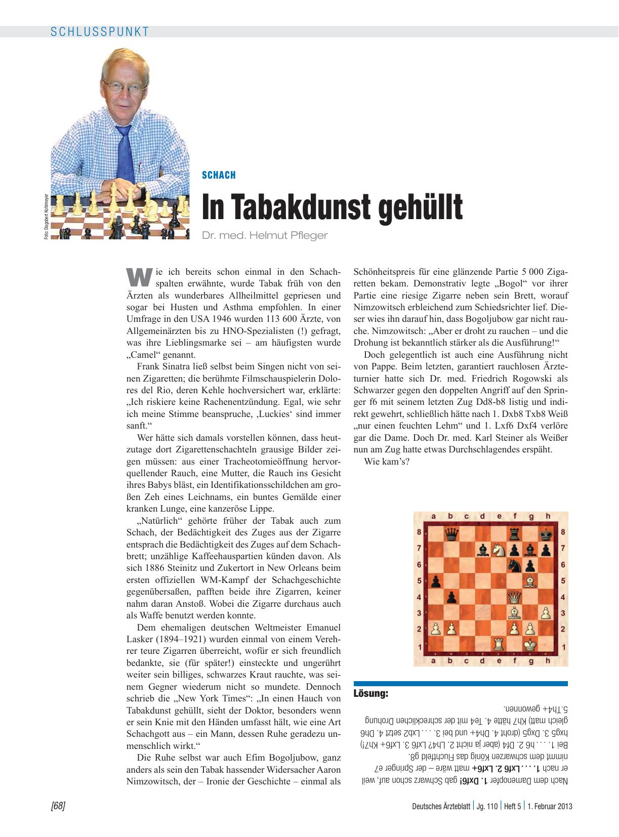Vorschauseite 1: Schach: In Tabakdunst gehüllt