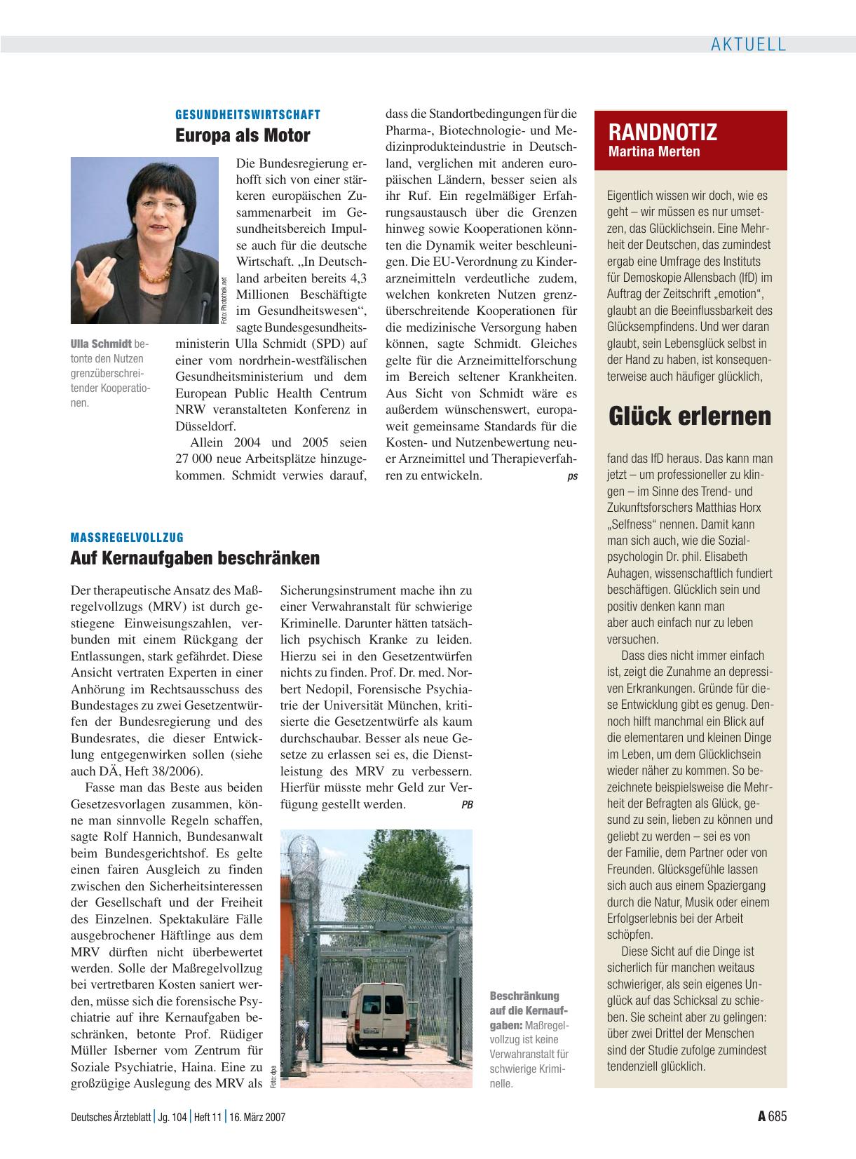 Vorschauseite 1: Massregelvollzug: Auf Kernaufgaben beschränken