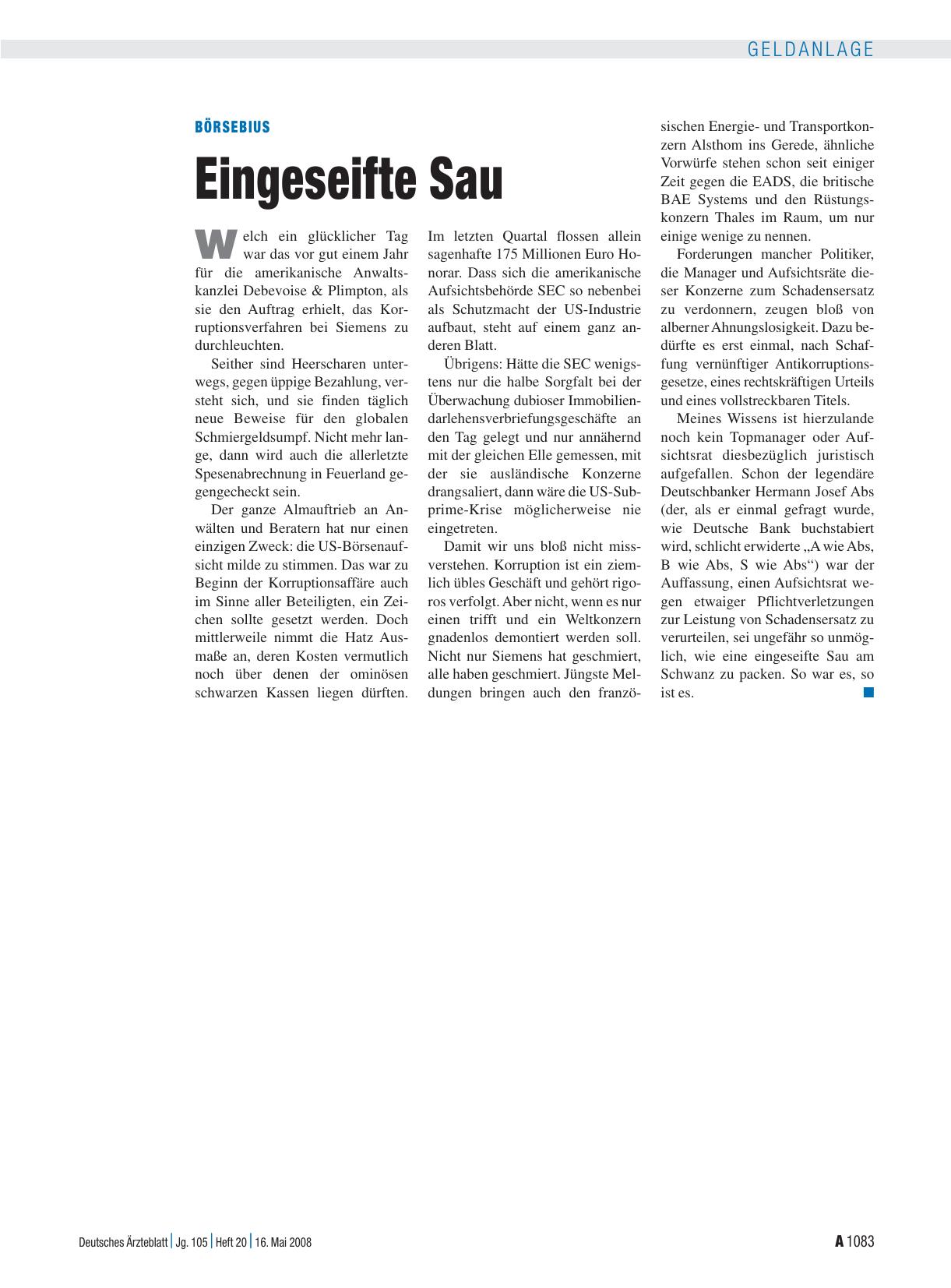 Vorschauseite 1: Börsebius: Eingeseifte Sau