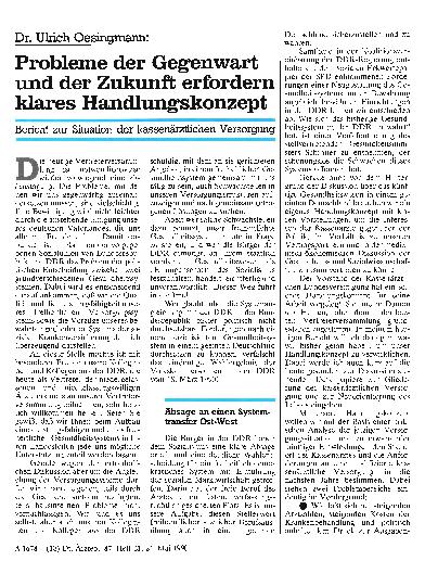 Vorschauseite 1: Probleme der Gegenwart und der Zukunft erfordern klares Handlungskonzept