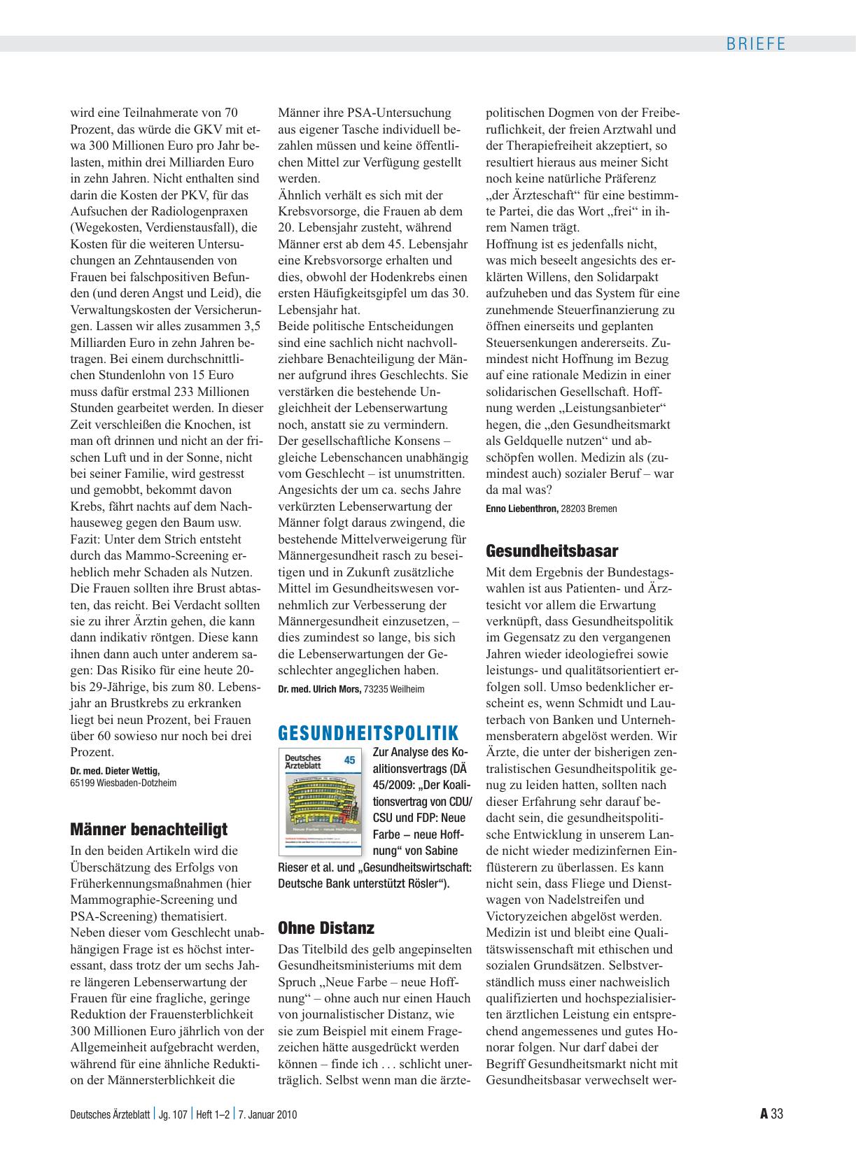 Vorschauseite 1: Früherkennung: Männer benachteiligt