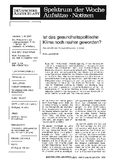 Vorschauseite 1: Ist das gesundheitspolitische Klima noch rauher geworden?