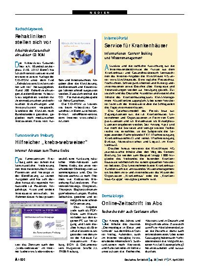 Vorschauseite 1: Internet-Portal: Service für Krankenhäuser