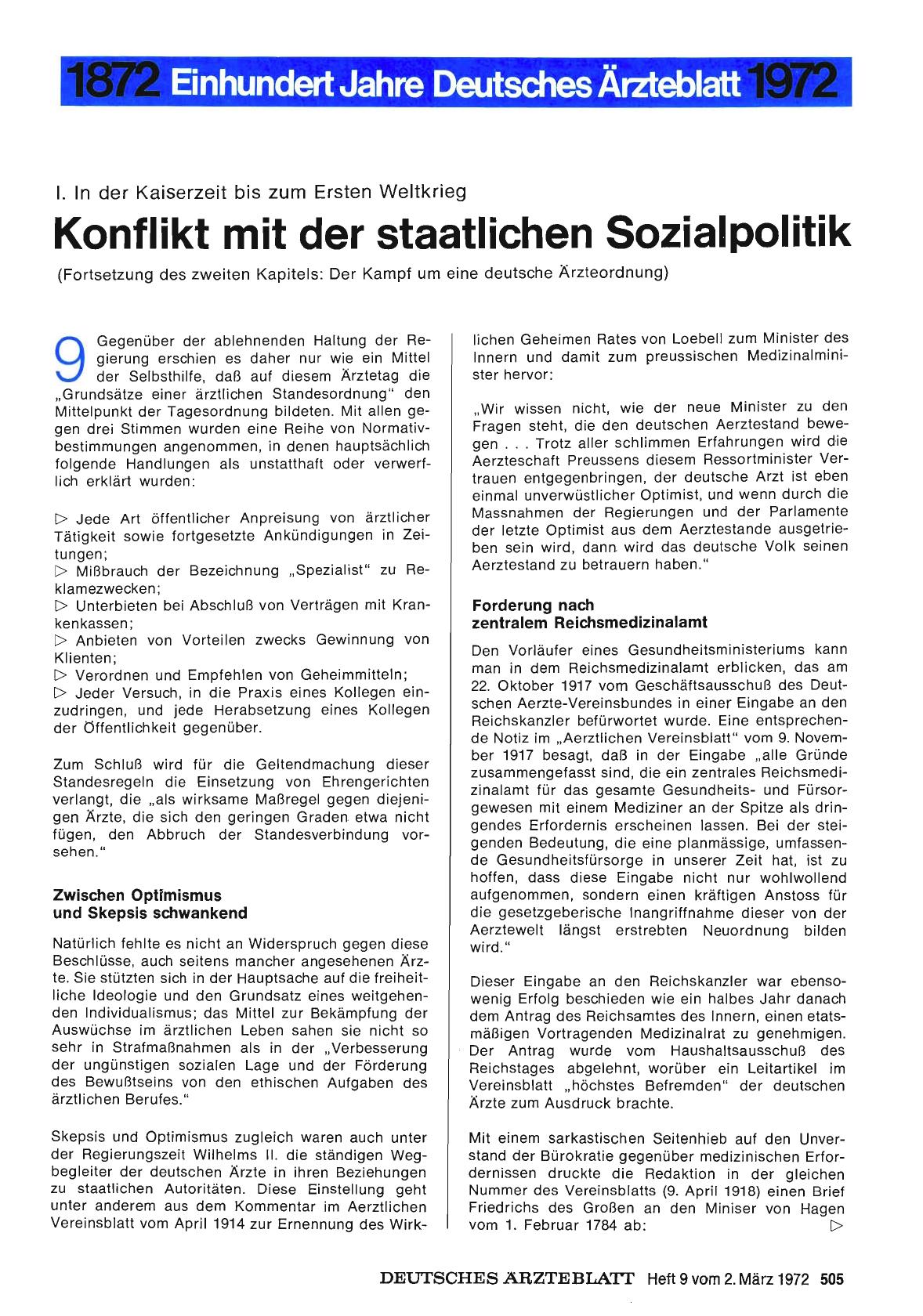 Vorschauseite 1: I. In der Kaiserzeit bis zum Ersten Weltkrieg: Konflikt mit der staatlichen Sozialpolitik