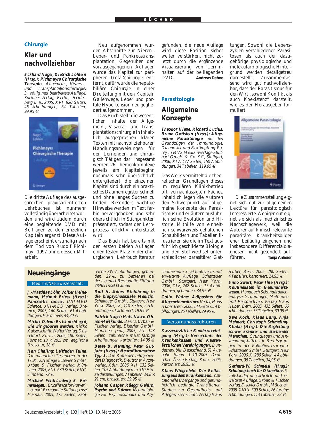 Vorschauseite 1: Allgemeine Parasitologie mit den Grundzügen der Immunologie, Diagnostik und Bekämpfung
