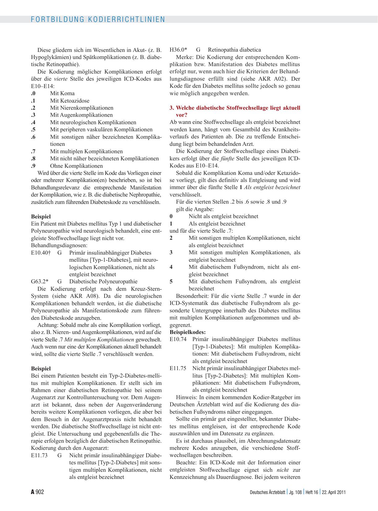 Vorschauseite 2: Ambulante Kodierrichtlinien: Diabetes mellitus – filigrane Kodearchitektur Zusammenfassung