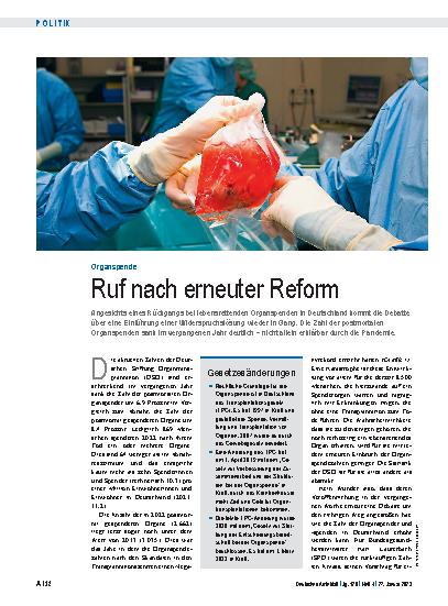Vorschauseite 1: Organspende: Ruf nach erneuter Reform