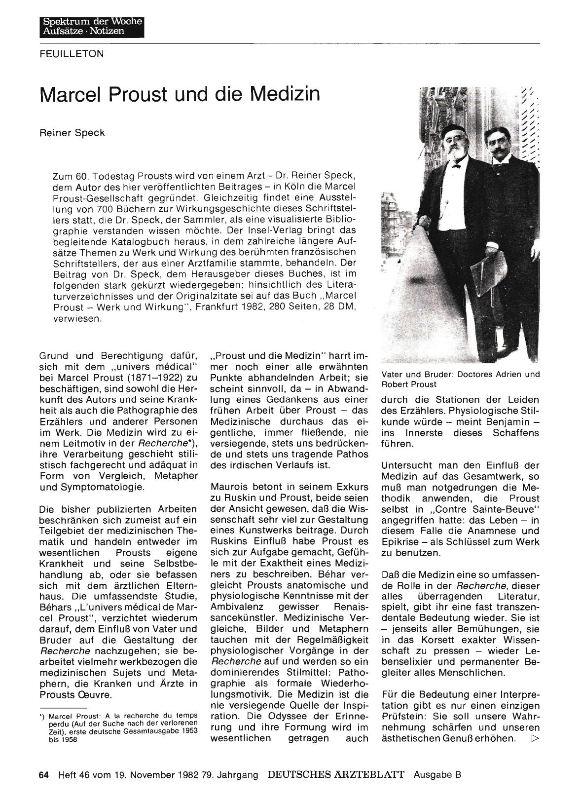 Vorschauseite 1: Marcel Proust und die Medizin