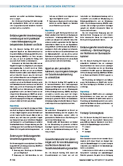 Vorschauseite 4: Entschliessungen zum Tagesordnungspunkt VI: Tätigkeitsbericht der Bundesärztekammer