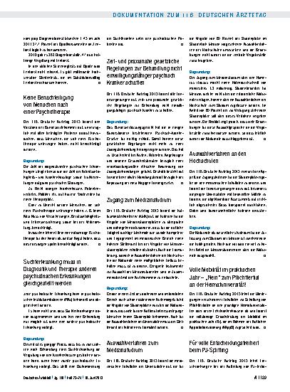 Vorschauseite 5: Entschliessungen zum Tagesordnungspunkt VI: Tätigkeitsbericht der Bundesärztekammer