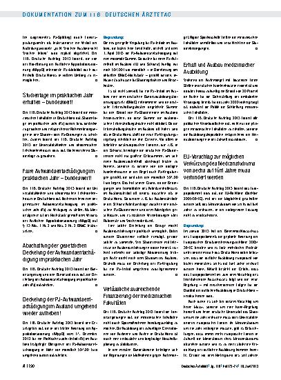 Vorschauseite 6: Entschliessungen zum Tagesordnungspunkt VI: Tätigkeitsbericht der Bundesärztekammer