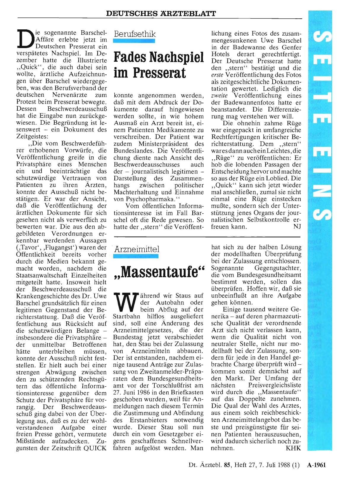 Vorschauseite 1: Berufsethik: Fades Nachspiel im Presserat