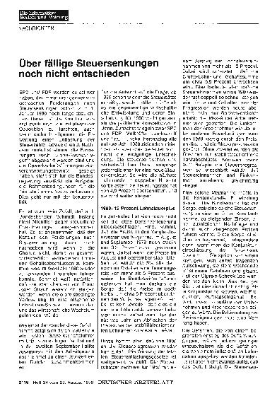 Vorschauseite 1: Über fällige Steuersenkungen noch nicht entschieden