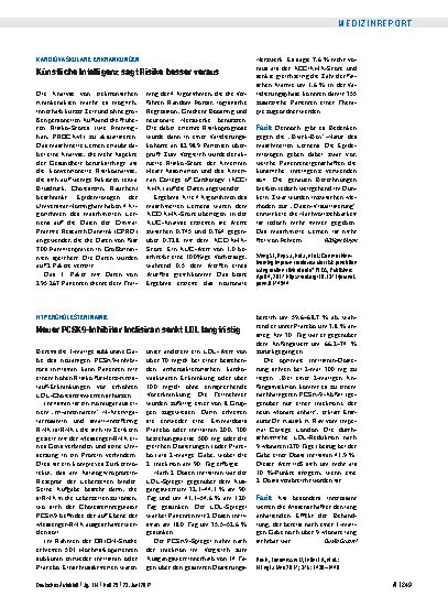 Vorschauseite 1: Kardiovaskuläre Erkrankungen: Künstliche Intelligenz sagt Risiko besser voraus