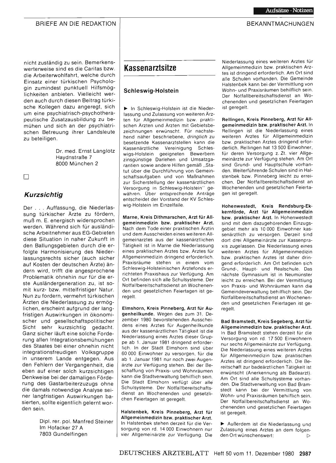 Vorschauseite 1: GASTARBEITER: Kurzsichtig