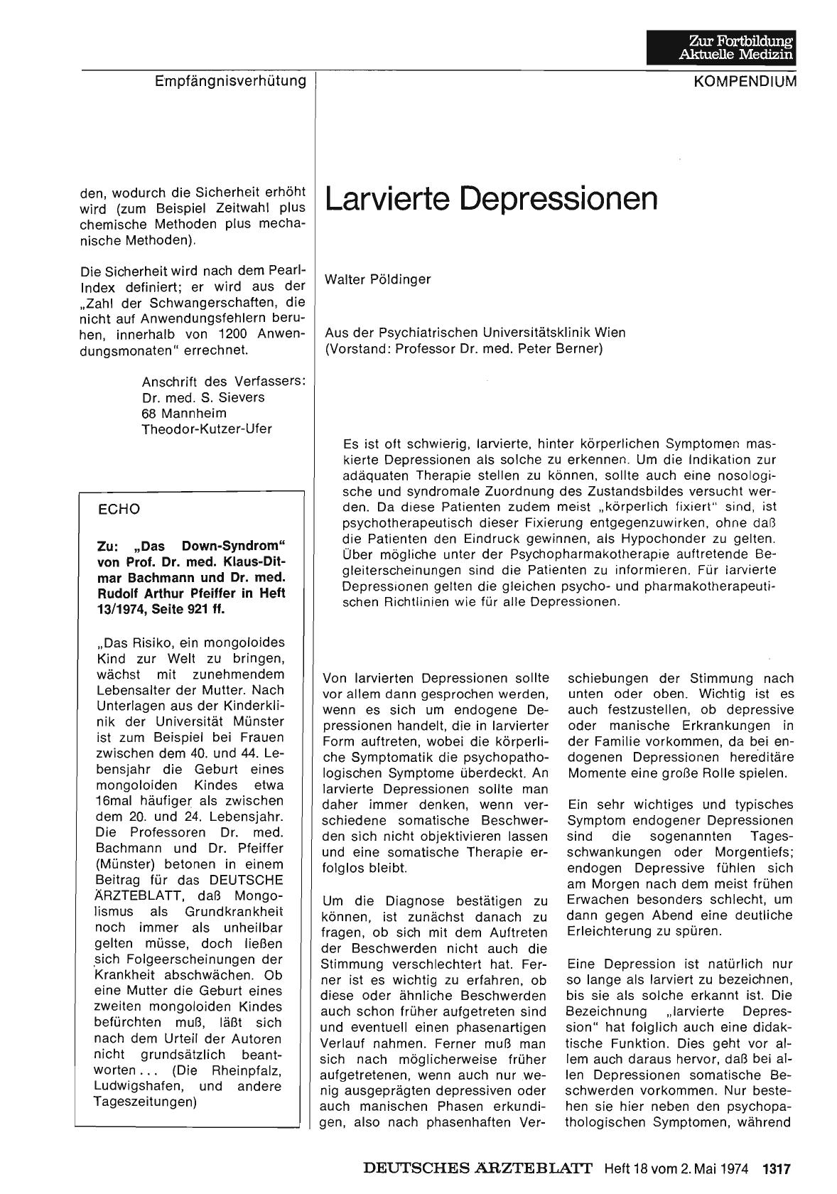 Vorschauseite 1: Larvierte Depressionen