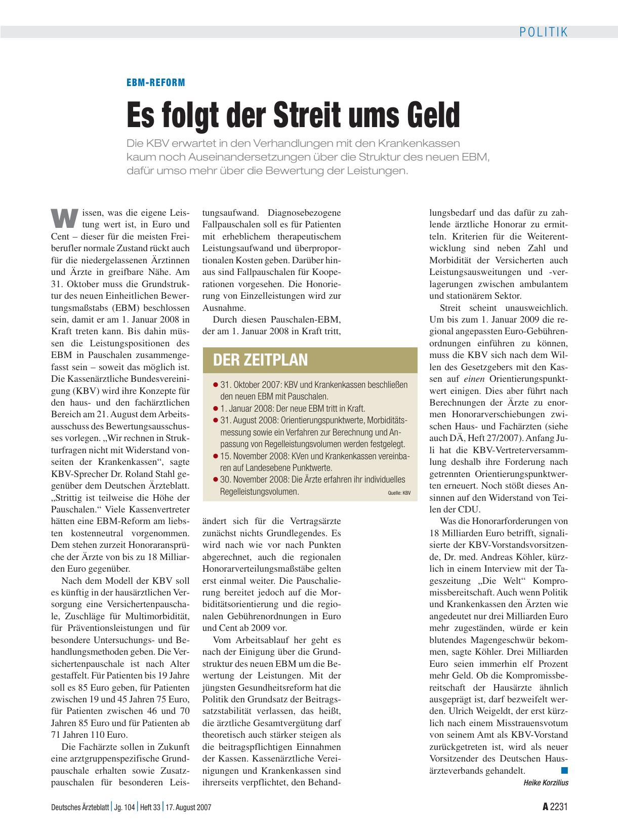 Vorschauseite 1: EBM-Reform: Es folgt der Streit ums Geld
