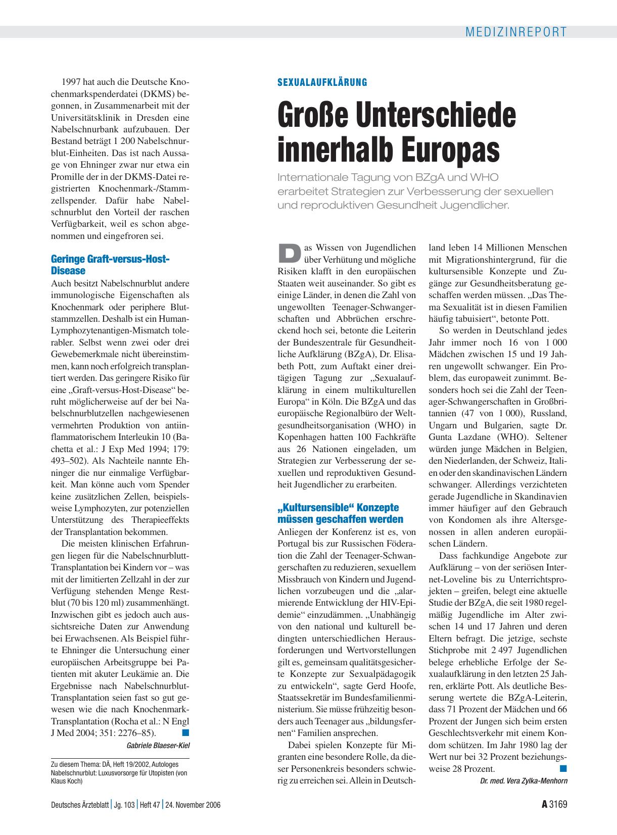 Vorschauseite 1: Sexualaufklärung: Große Unterschiede innerhalb Europas