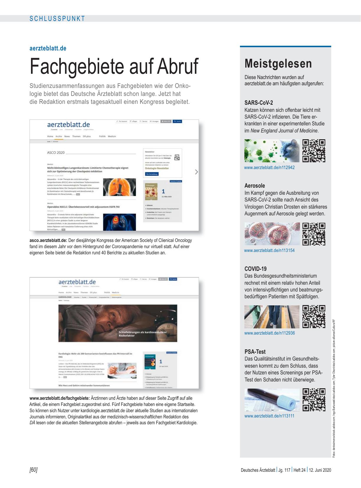 Vorschauseite 1: aerzteblatt.de: Fachgebiete auf Abruf