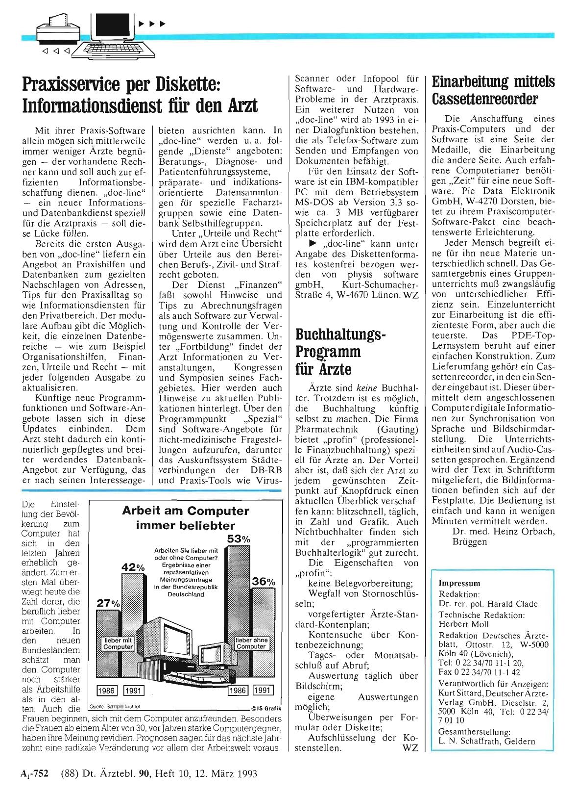 Vorschauseite 1: Praxisservice per Diskette: Infonnationsdienst für den Arzt