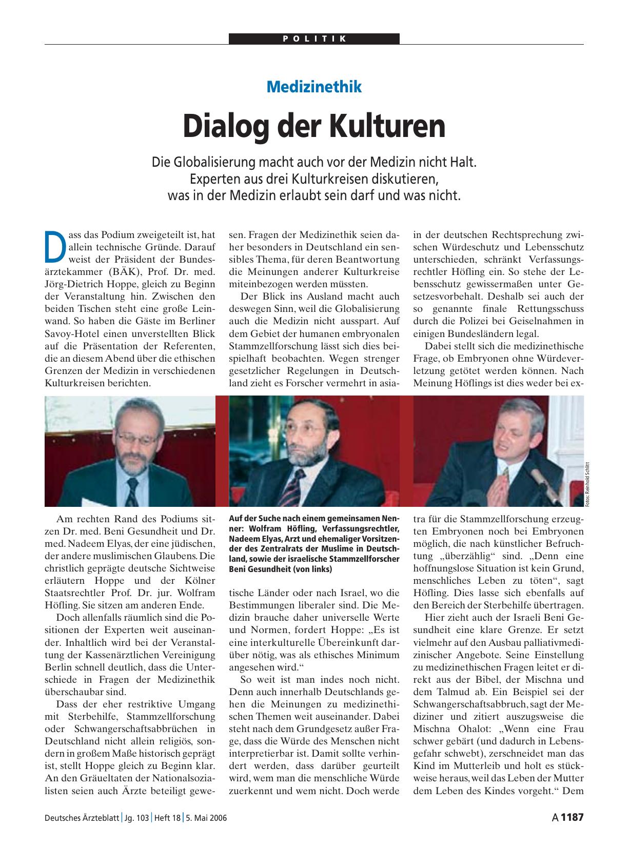 Vorschauseite 1: Medizinethik: Dialog der Kulturen