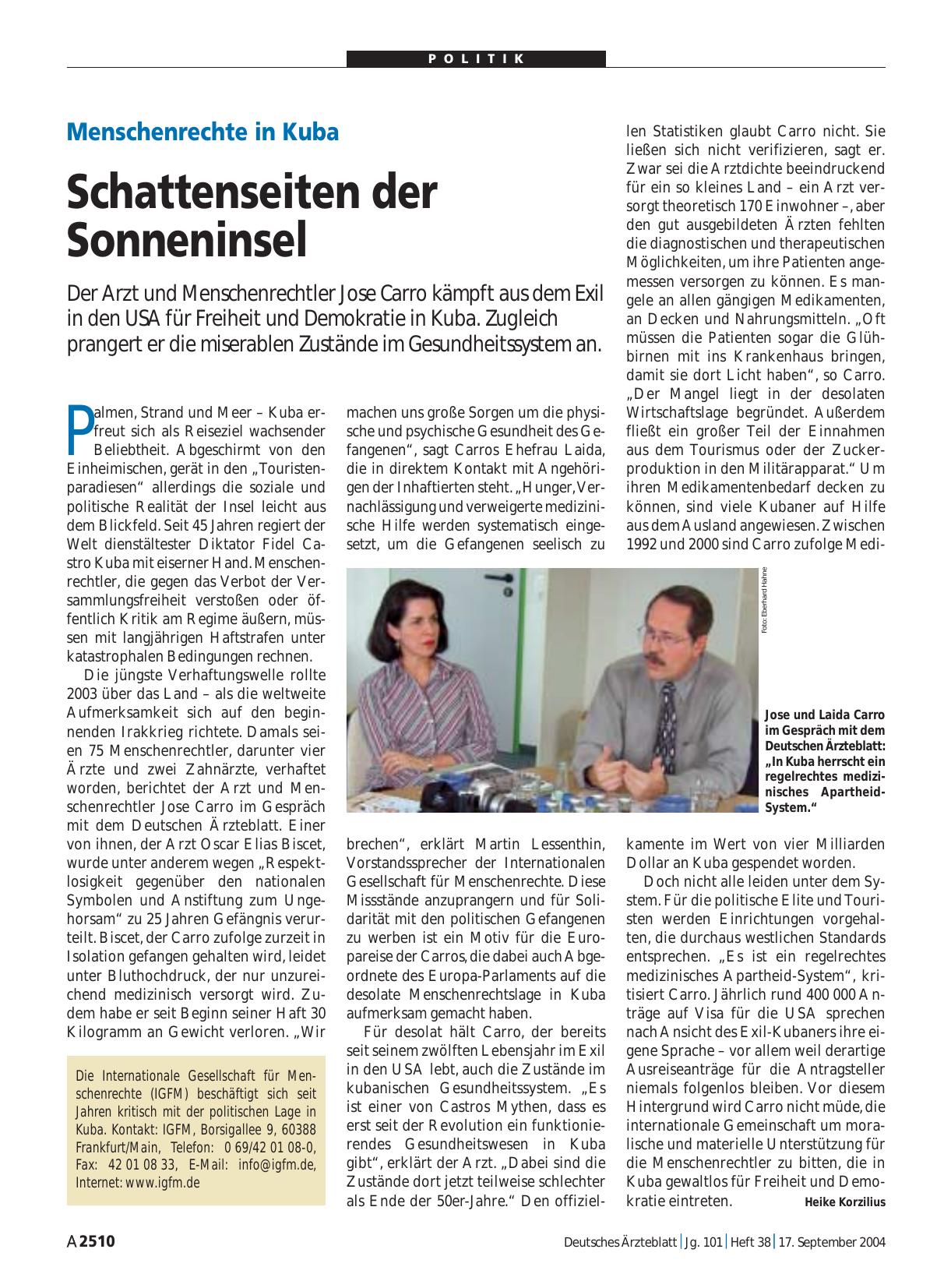 Vorschauseite 1: Menschenrechte in Kuba: Schattenseiten der Sonneninsel