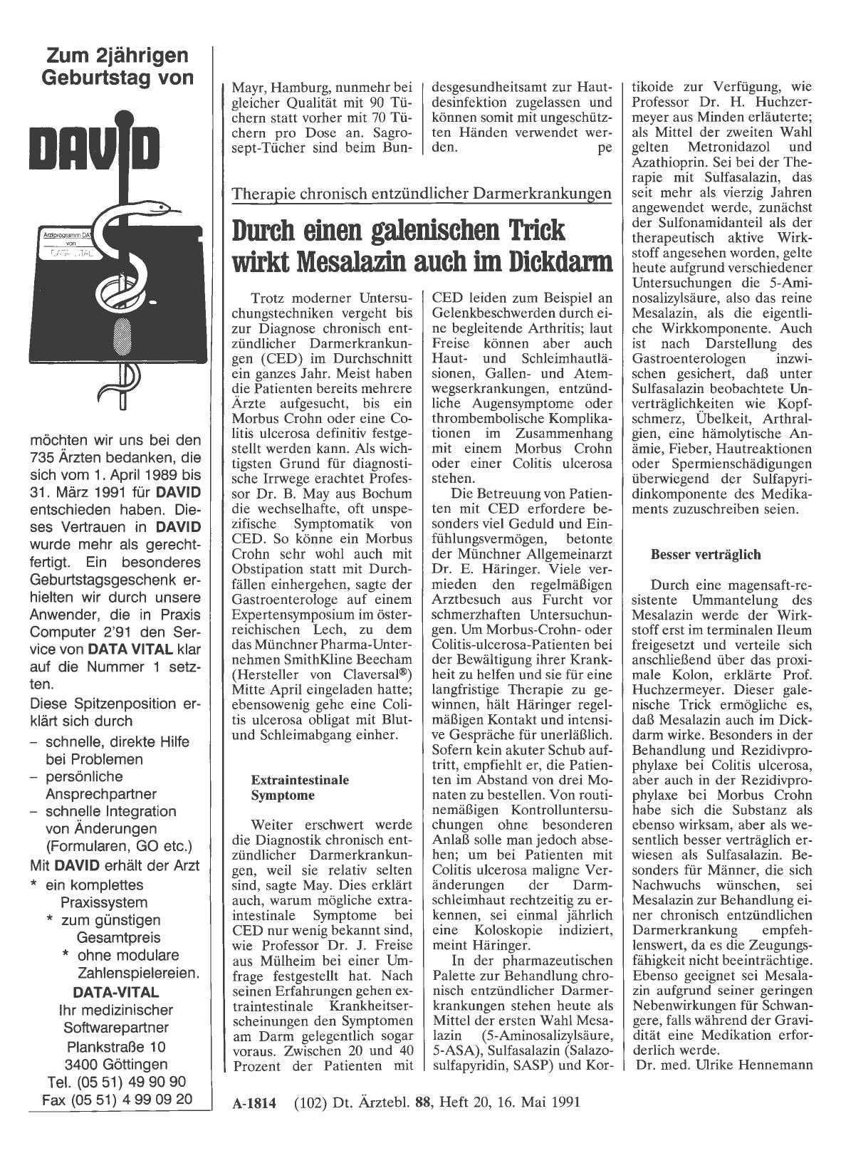 Vorschauseite 1: Therapie chronisch entzündlicher Darmerkrankungen: Durch einen galenischen Trick wirkt Mesalazin auch im Dickdarm