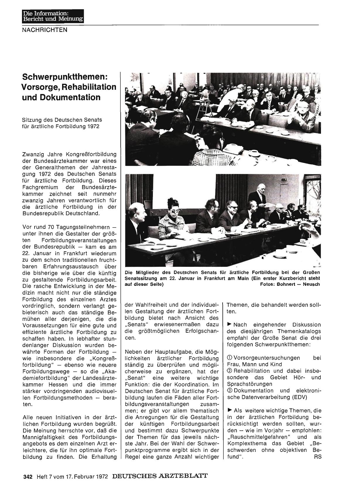 Vorschauseite 1: Schwerpunktthemen: Vorsorge, Rehabilitation und Dokumentation