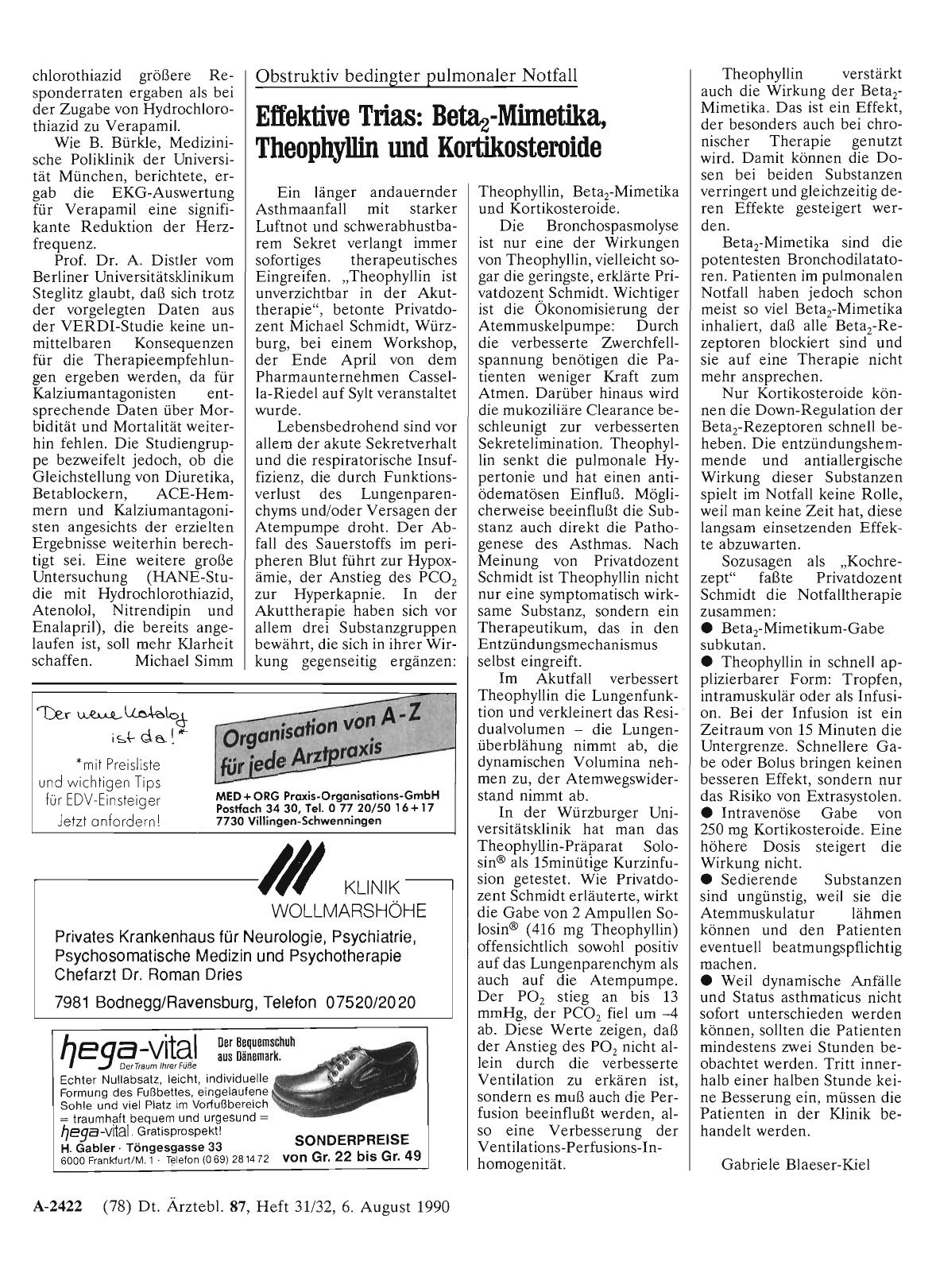 Vorschauseite 1: Obstruktiv bedingter pulmonaler Notfall: Effektive Trias: Beta 2-Münetika, Theophyllin und Kortikosteroide