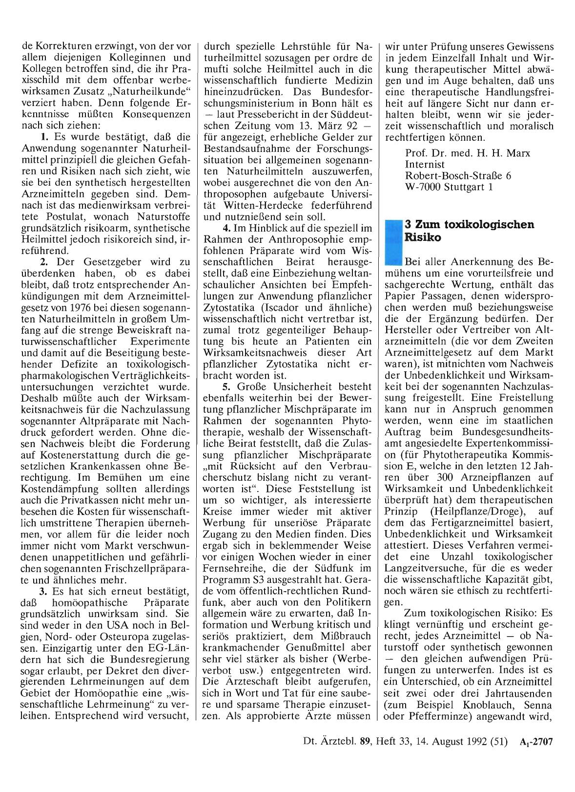 Vorschauseite 1: Arzneibehandlung im Rahmen „besonderer Therapierichtungen“: 3 Zum toxikologischen Risiko