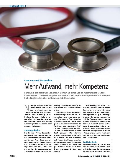 Vorschauseite 1: Erwerb von zwei Facharzttiteln: Mehr Aufwand, mehr Kompetenz