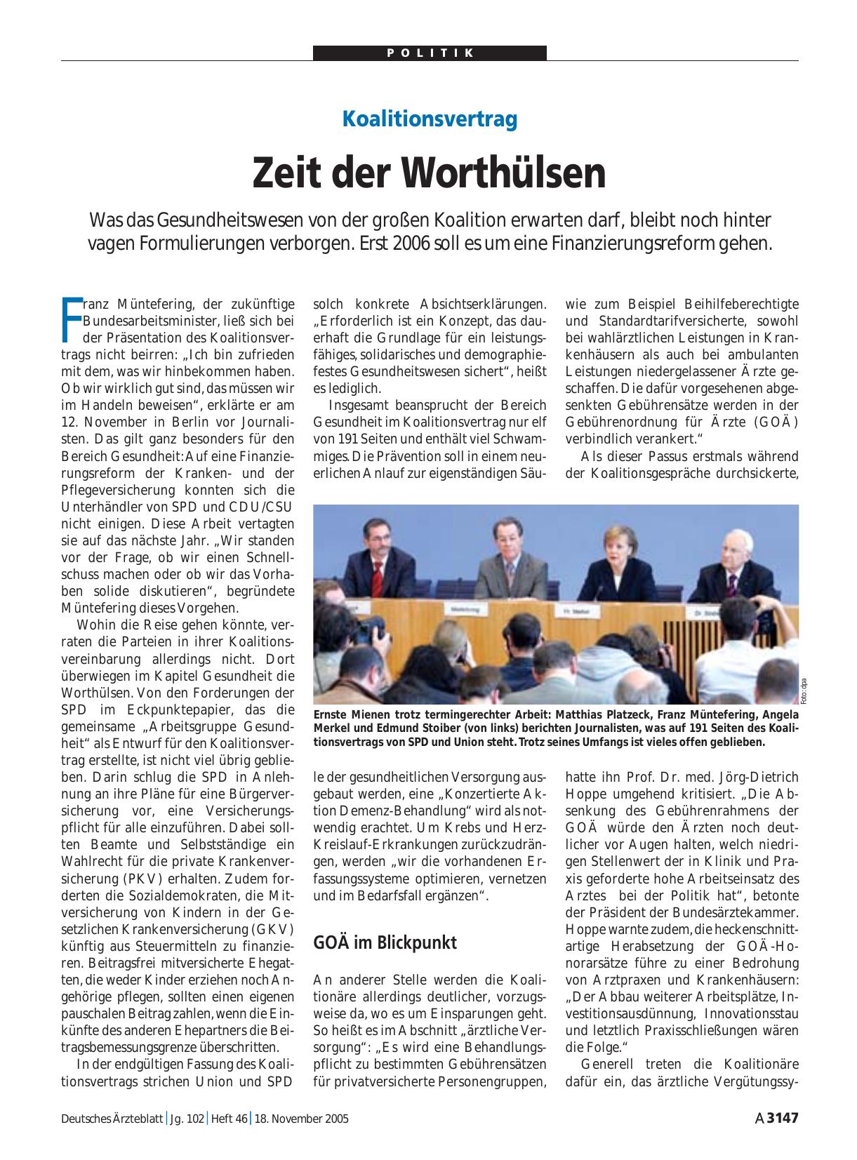 Vorschauseite 1: Koalitionsvertrag: Zeit der Worthülsen