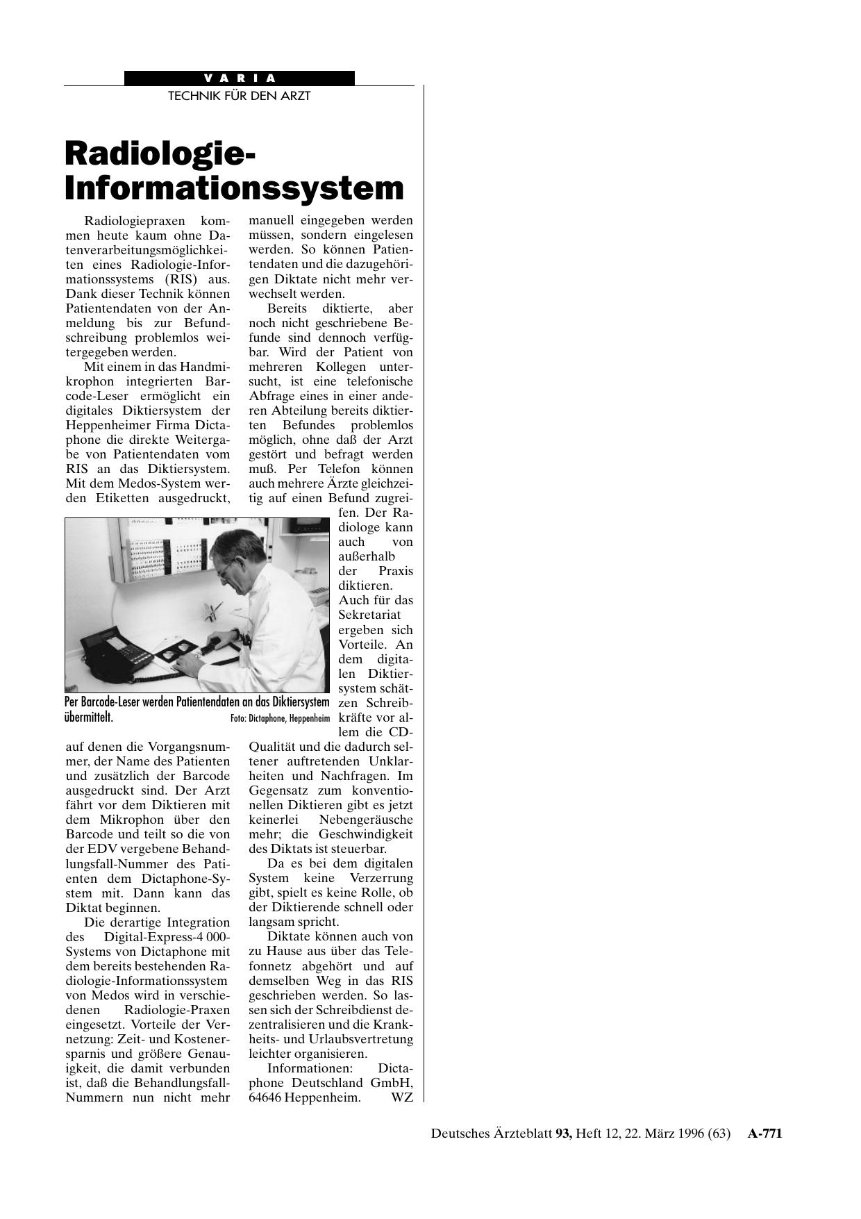 Vorschauseite 1: Radiologie-Informationssystem