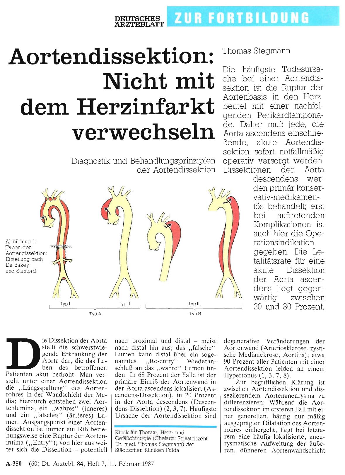 Vorschauseite 1: Aortendissektion: Nicht mit dem Herzinfarkt verwechseln