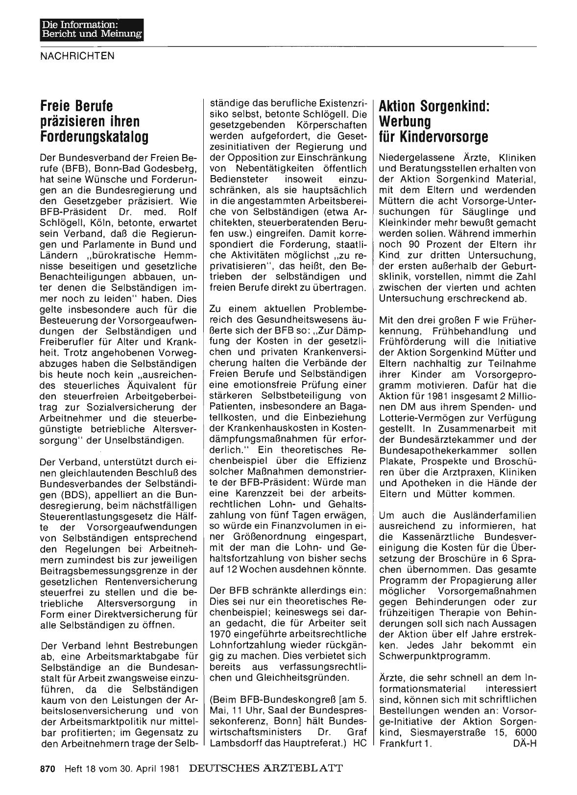 Vorschauseite 1: Freie Berufe präzisieren ihren Forderungskatalog