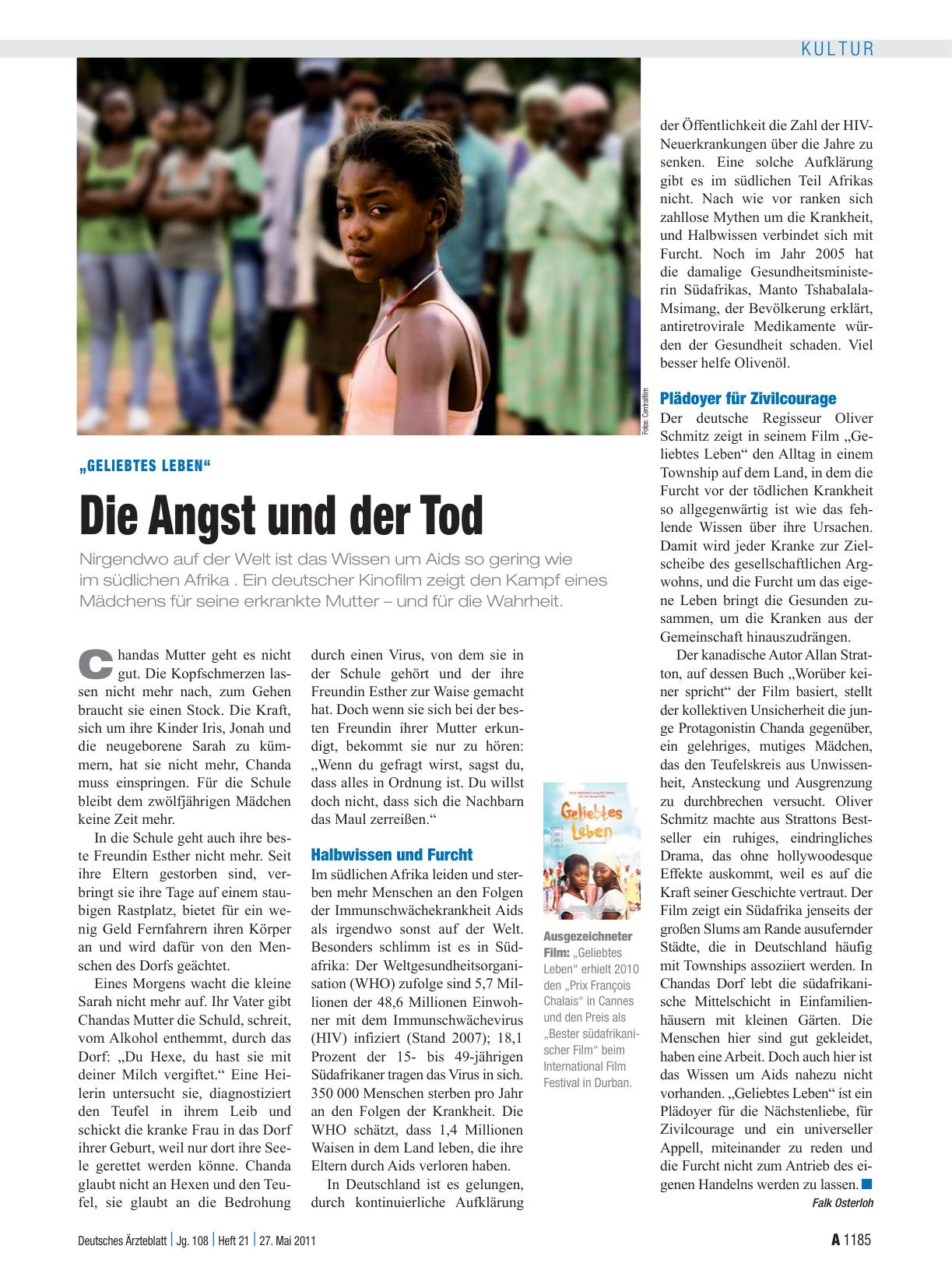 Vorschauseite 1: „Geliebtes Leben“: Die Angst und der Tod