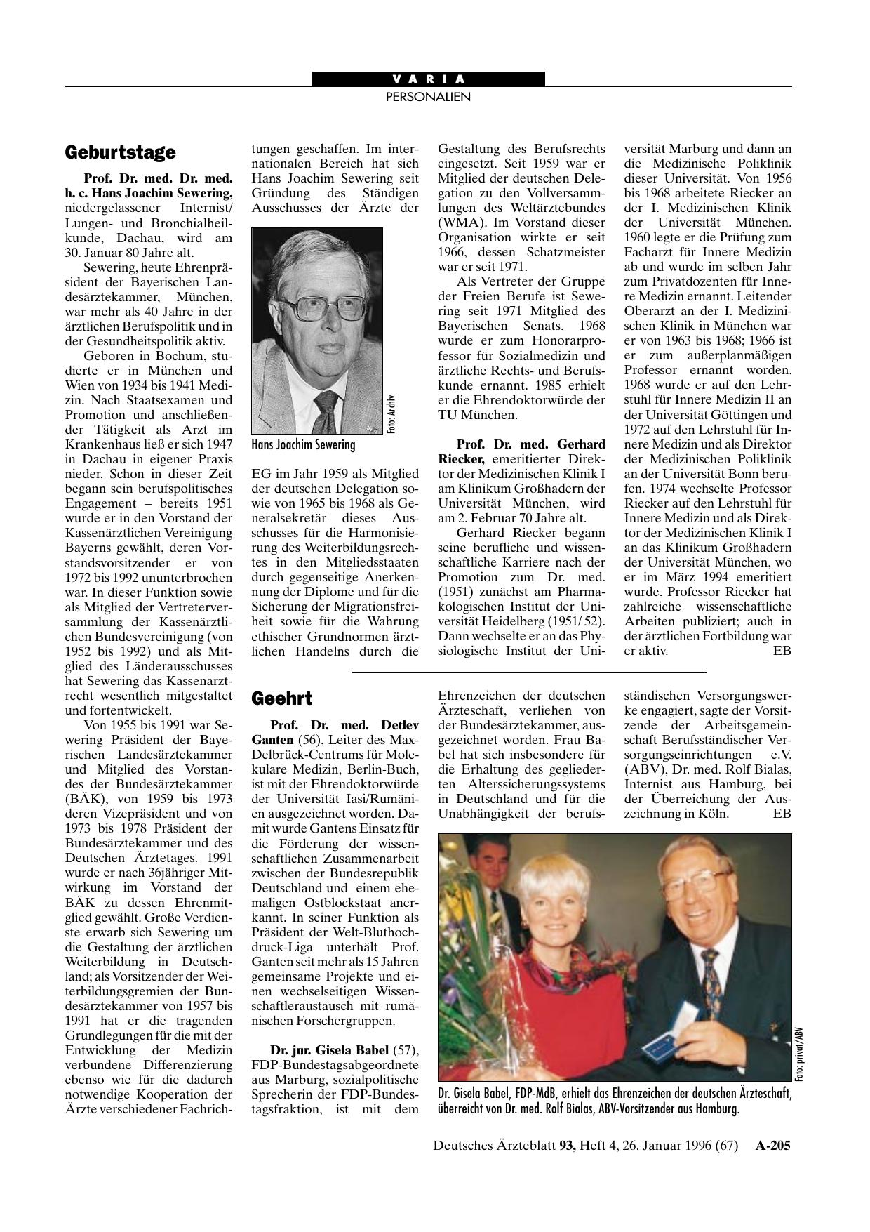 Vorschauseite 1: Verleihungen