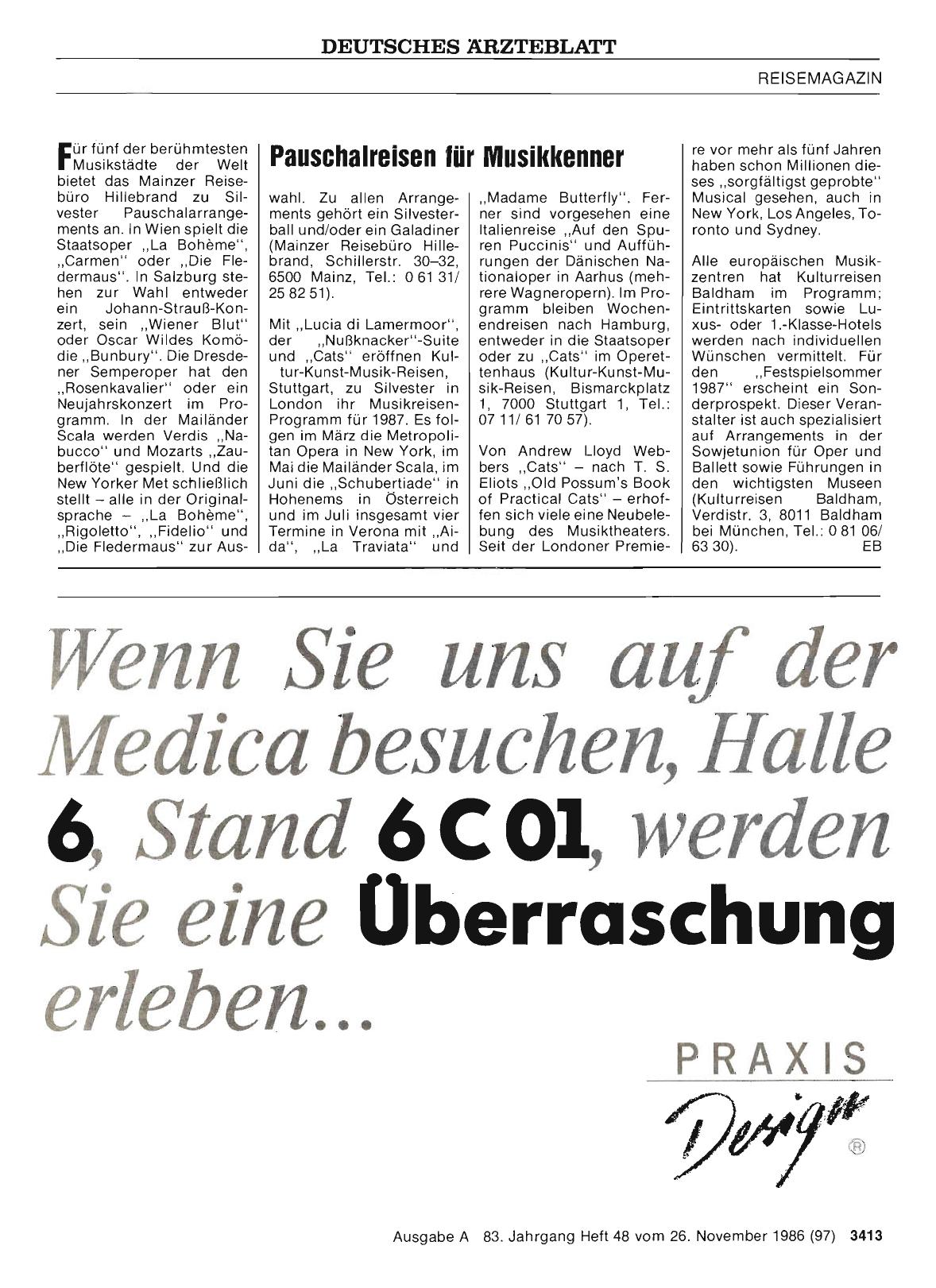 Vorschauseite 1: Pauschalreisen für Musikkenner