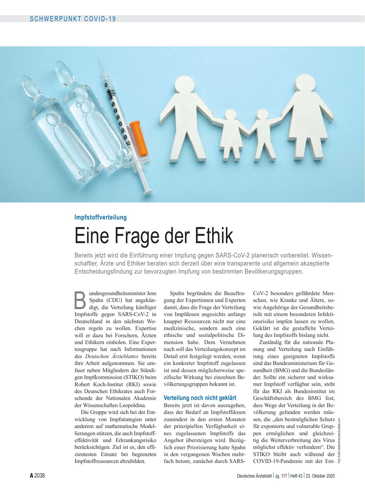 Vorschauseite 1: Impfstoffverteilung: Eine Frage der Ethik